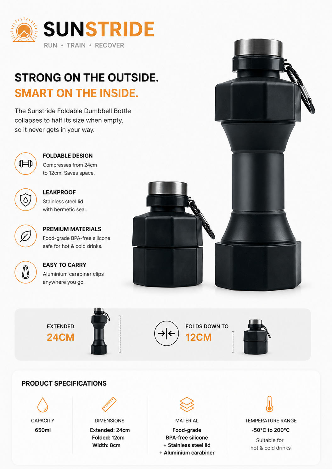 Foldable Dumbbell Water Bottle