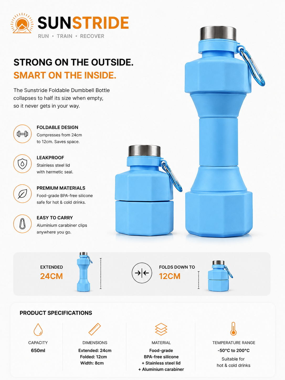 Foldable Dumbbell Water Bottle