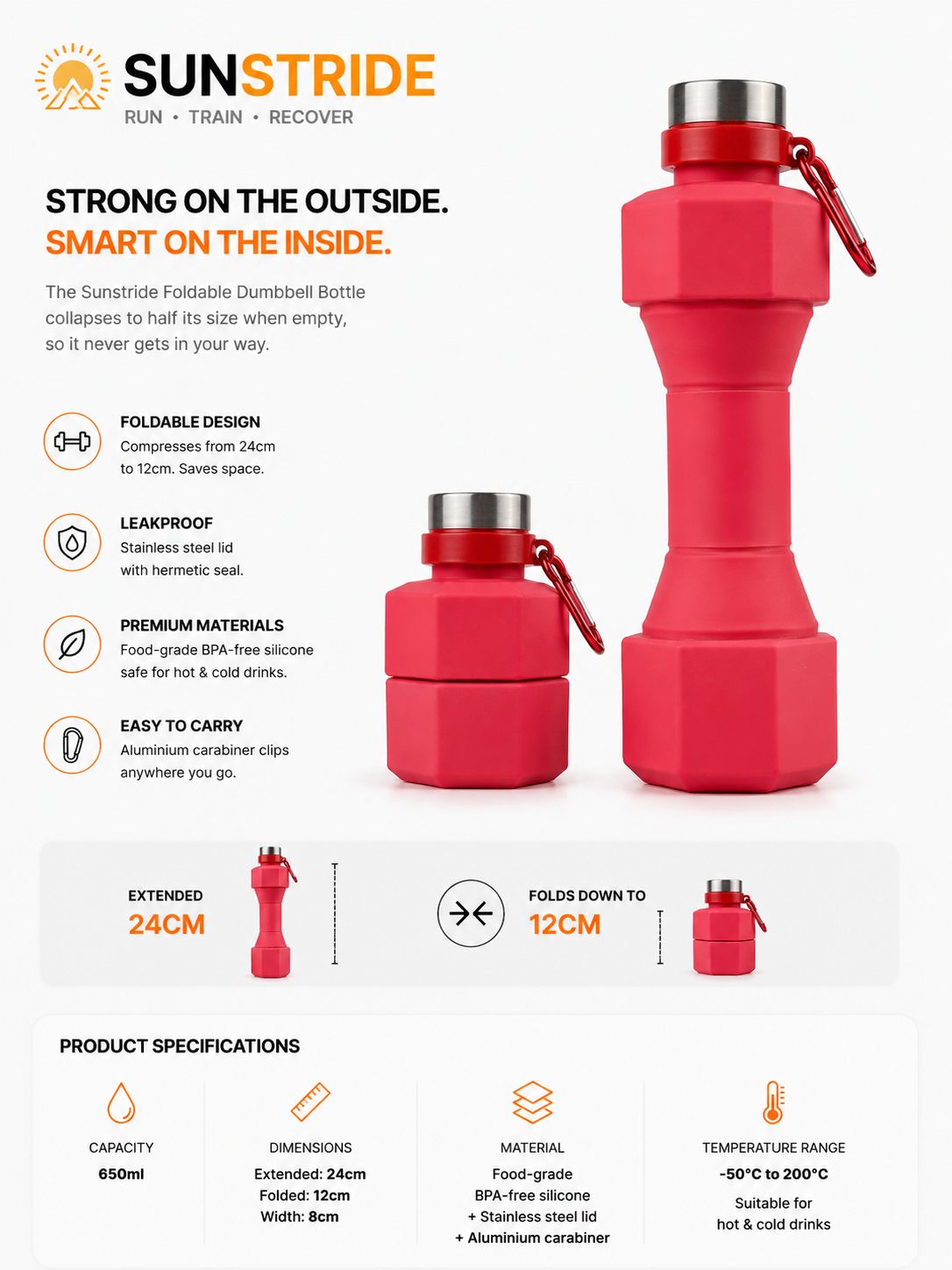 Foldable Dumbbell Water Bottle