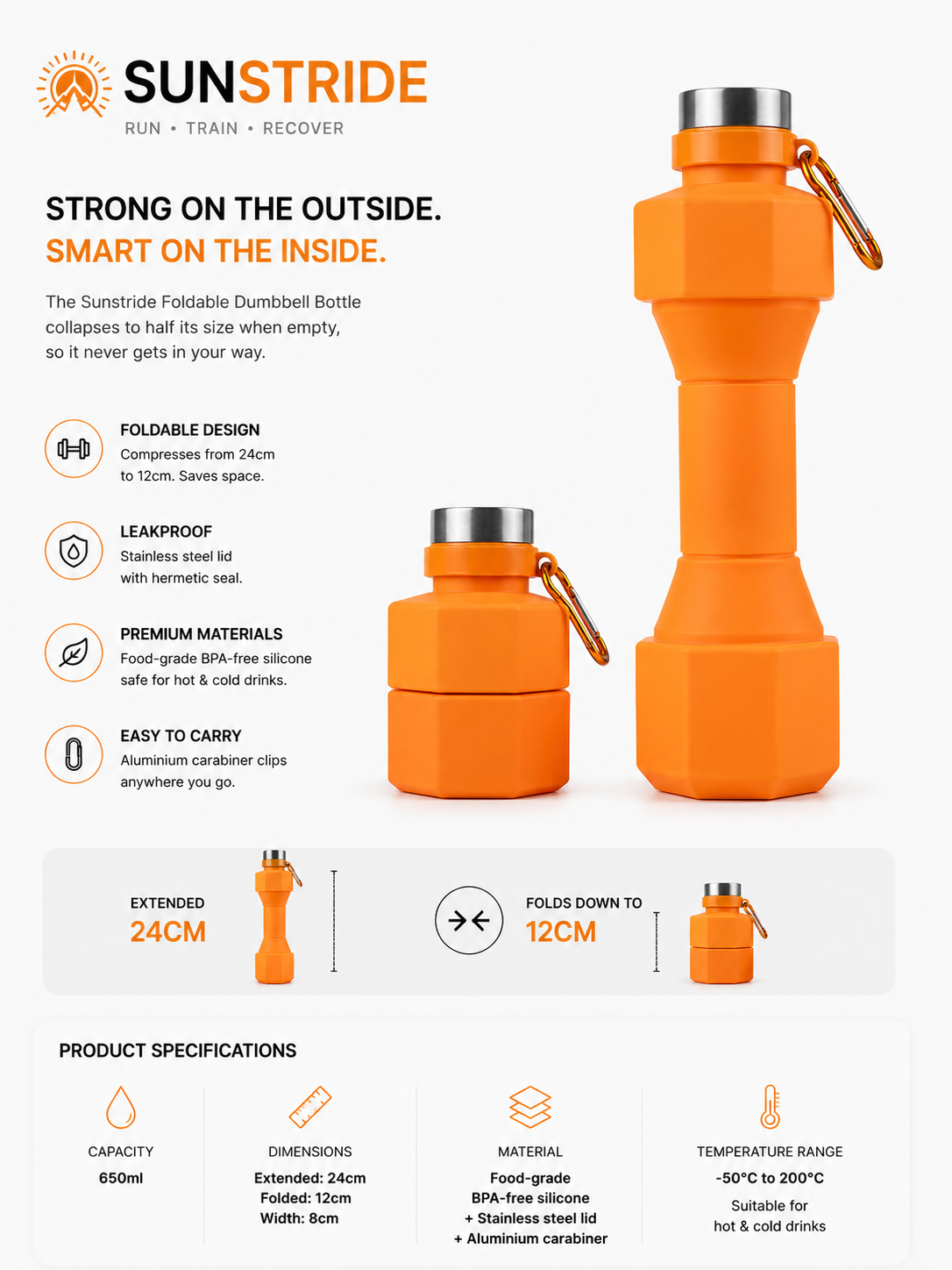 Foldable Dumbbell Water Bottle